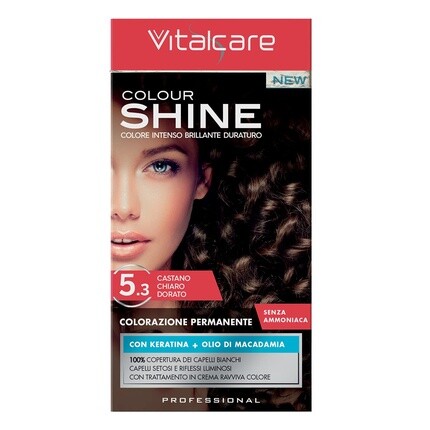 

Крем Color Shine без аммиака с кератином 5.3 Светло-Золотисто-Коричневый, Vitalcare