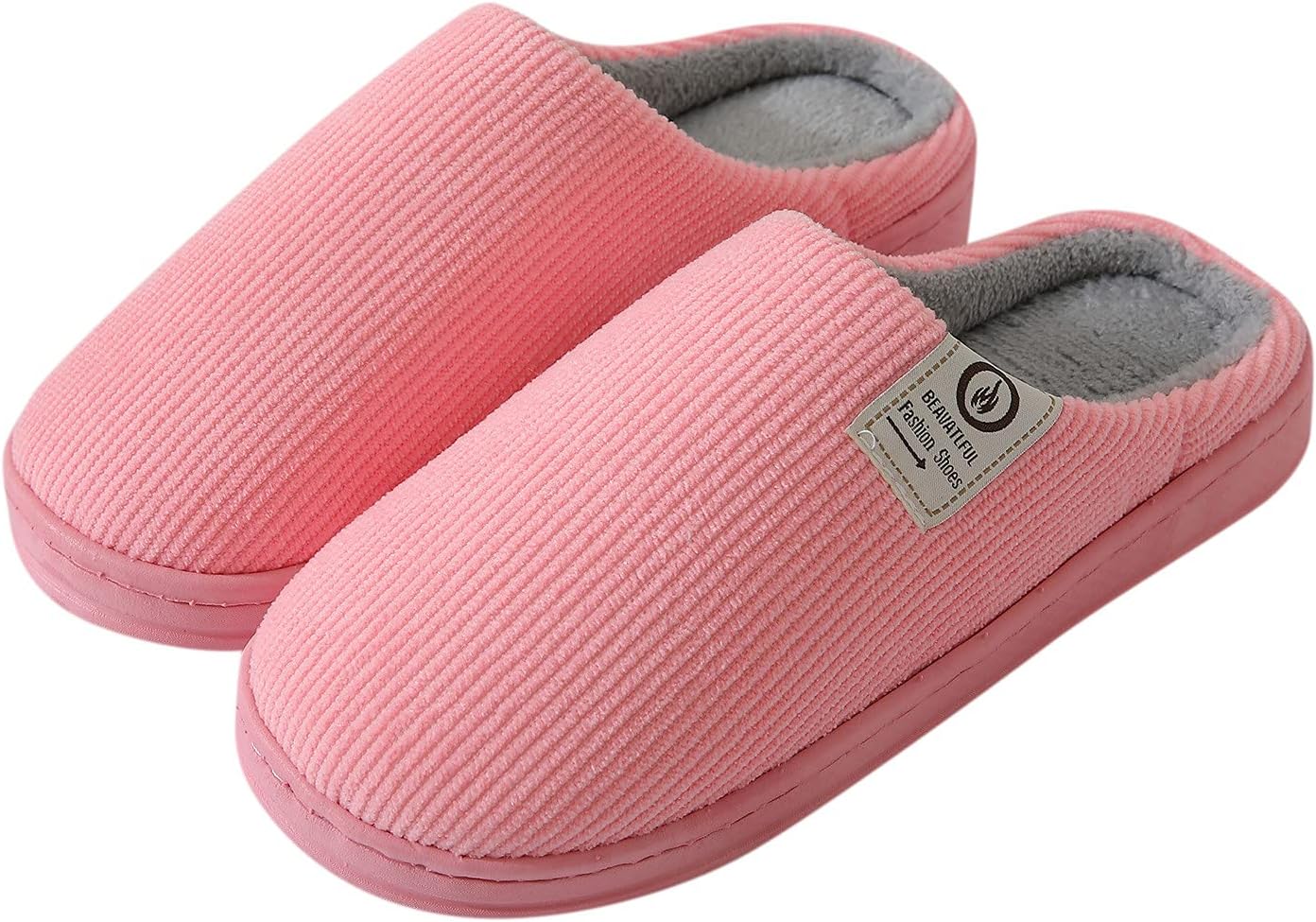 

Домашние тапочки Hbeylia для женщин и мужчин, унисекс, модные, с пушистой мягкой подкладкой, утепленные для зимы, с резиновой подошвой, нескользящие, моющиеся, широкого размера, для использования дома и на улице, розовый