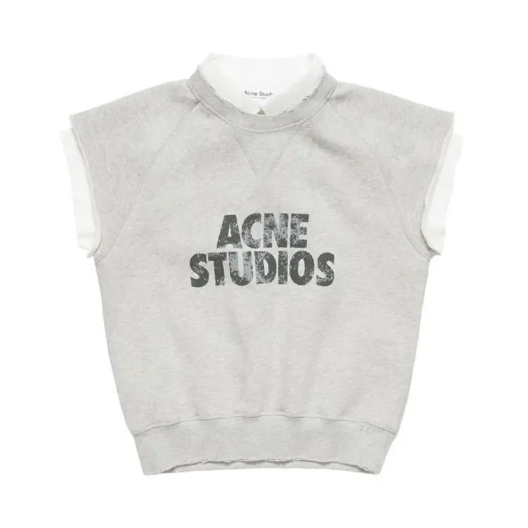Многослойный флисовый жилет Acne Studios, цвет «серый меланж»