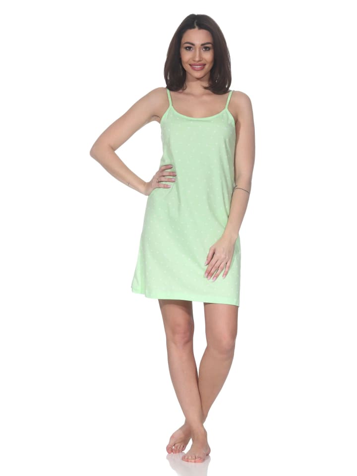 

Ночная рубашка на тонких бретельках с рисунком в горошек зеленого цвета NORMANN