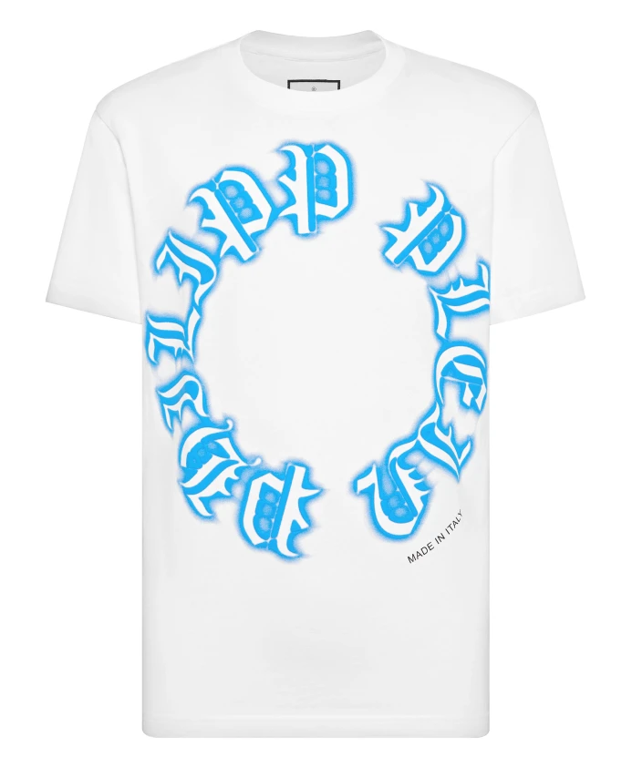 

Футболка с круглым вырезом, размер SS, готический стиль. Philipp Plein, белый