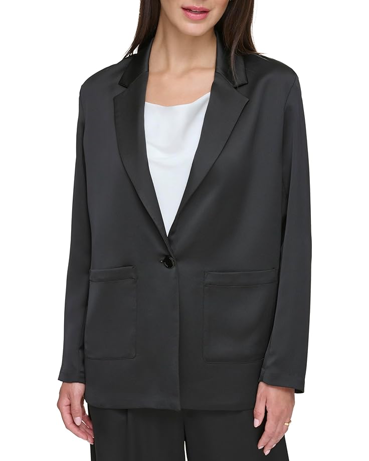 

Блейзер DKNY Long Sleeve Two-Pocket Satin, черный