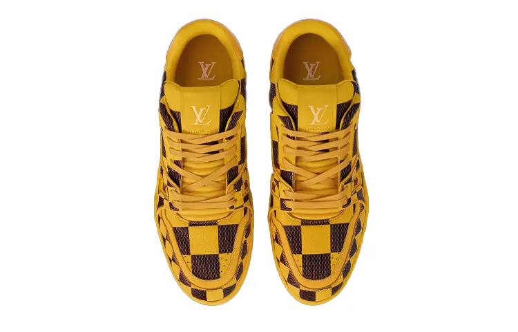 Кроссовки мужские Louis Vuitton Trainer Sneaker Damier Pop, желтый / черный — фото 2
