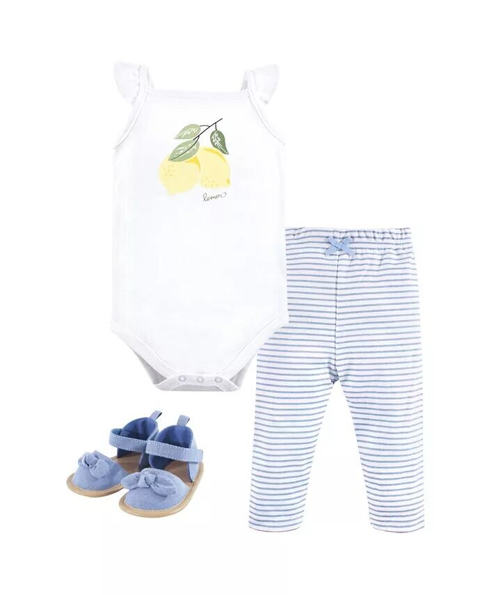 

Боди для девочек Hudson Cotton, комплект из 3 предметов: штаны и обувь, цвет яркий фламинго Hudson Baby, синий