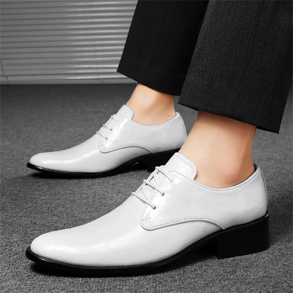 

Мужские классические туфли для делового стиля Оксфорды с гладким носком и шнуровкой Дерби Abborora, белый