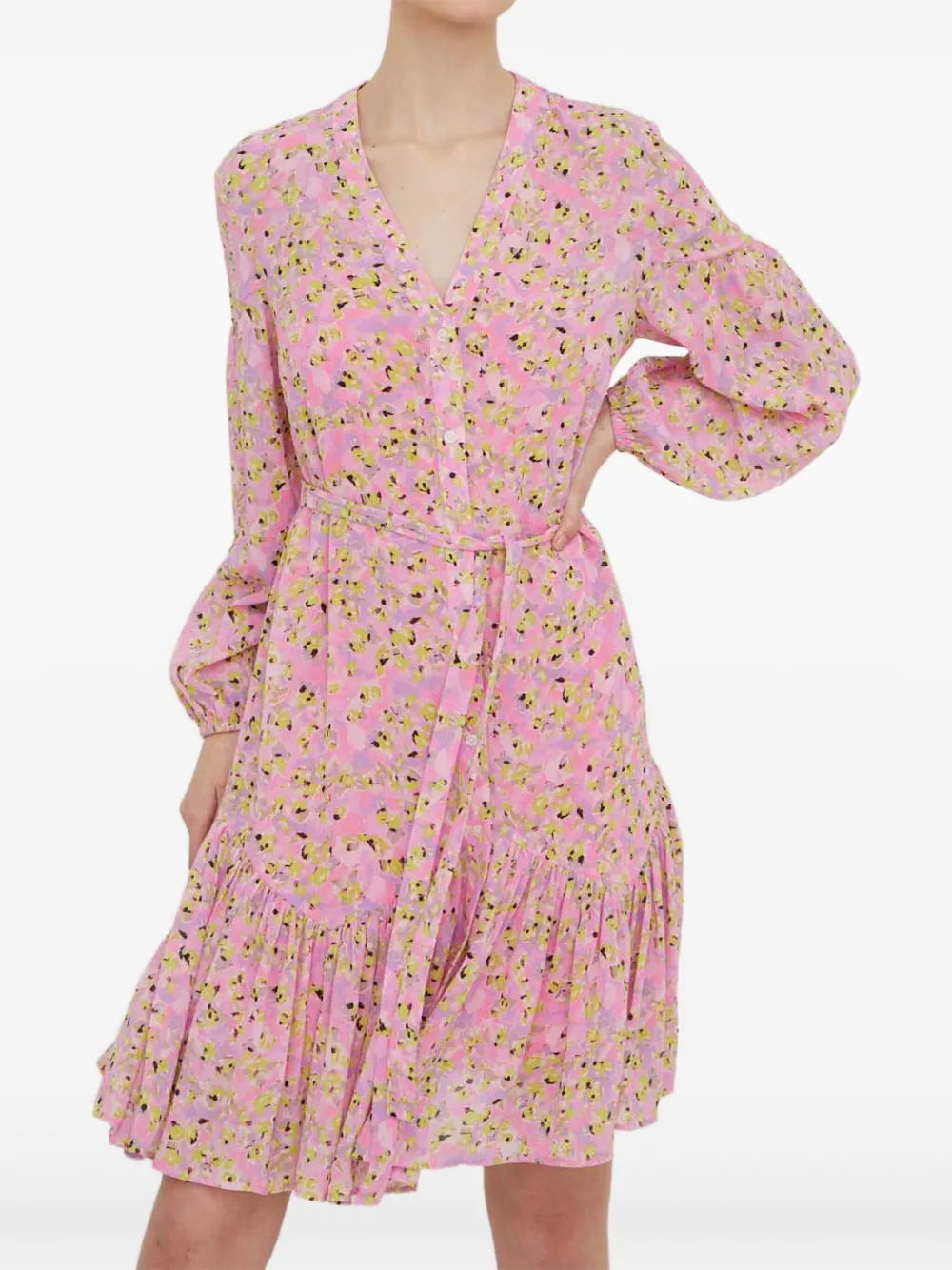 

Платье мини с оборками Hugo, розовый