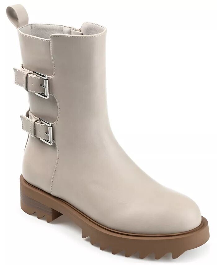 Женские байкерские ботинки Yasmine Lug Sole Mid Shaft Journee Collection, коричневый/бежевый