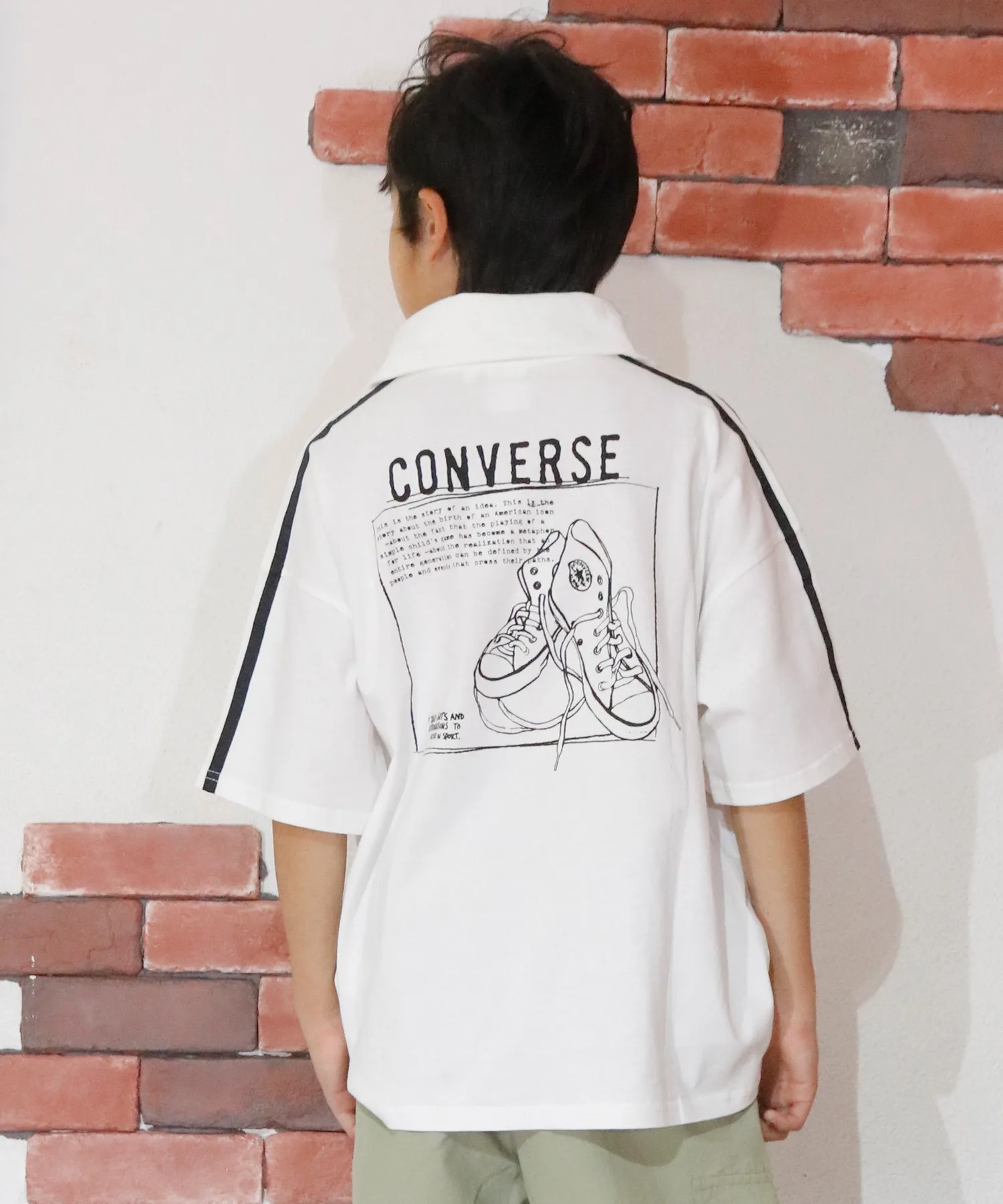 Детская футболка-поло CONVERSE с логотипом, белая — фото 2