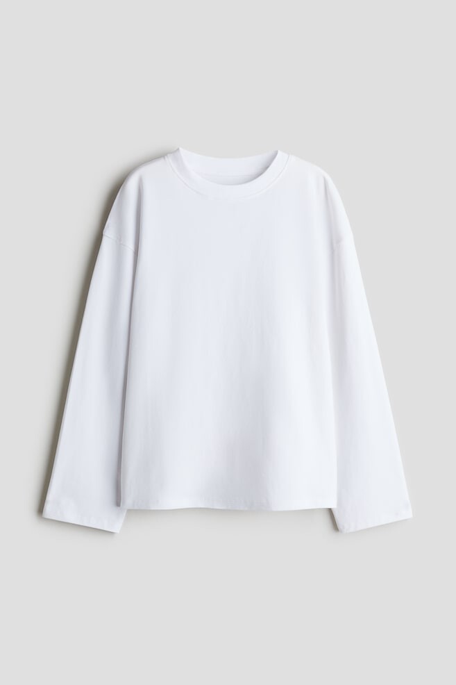 

Рубашка с длинным рукавом из хлопка H&M, белый