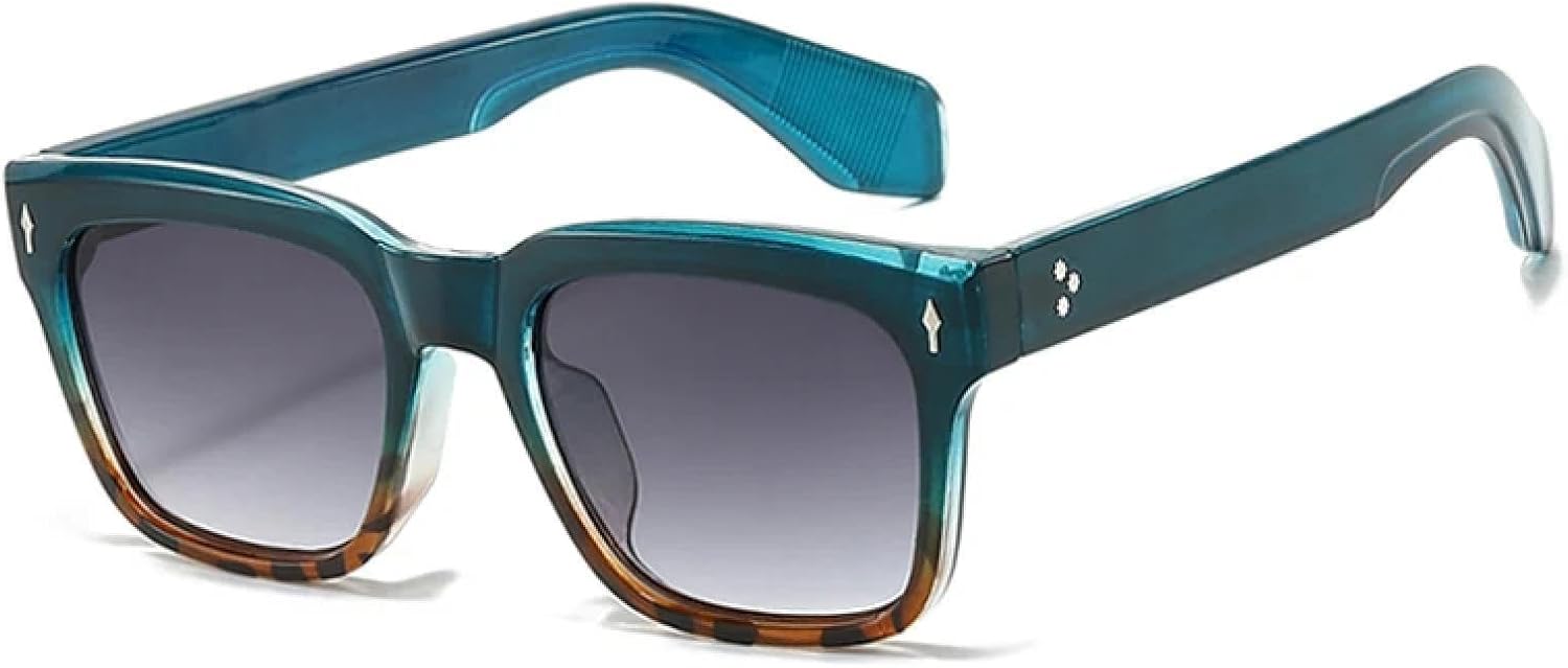 

Солнцезащитные очки с градиентным переходом цвета для женщин и мужчин с заклепками, зеленые солнцезащитные очки с защитой от УФ-излучения UV400 DSVIGF, Blue Leopard Grey