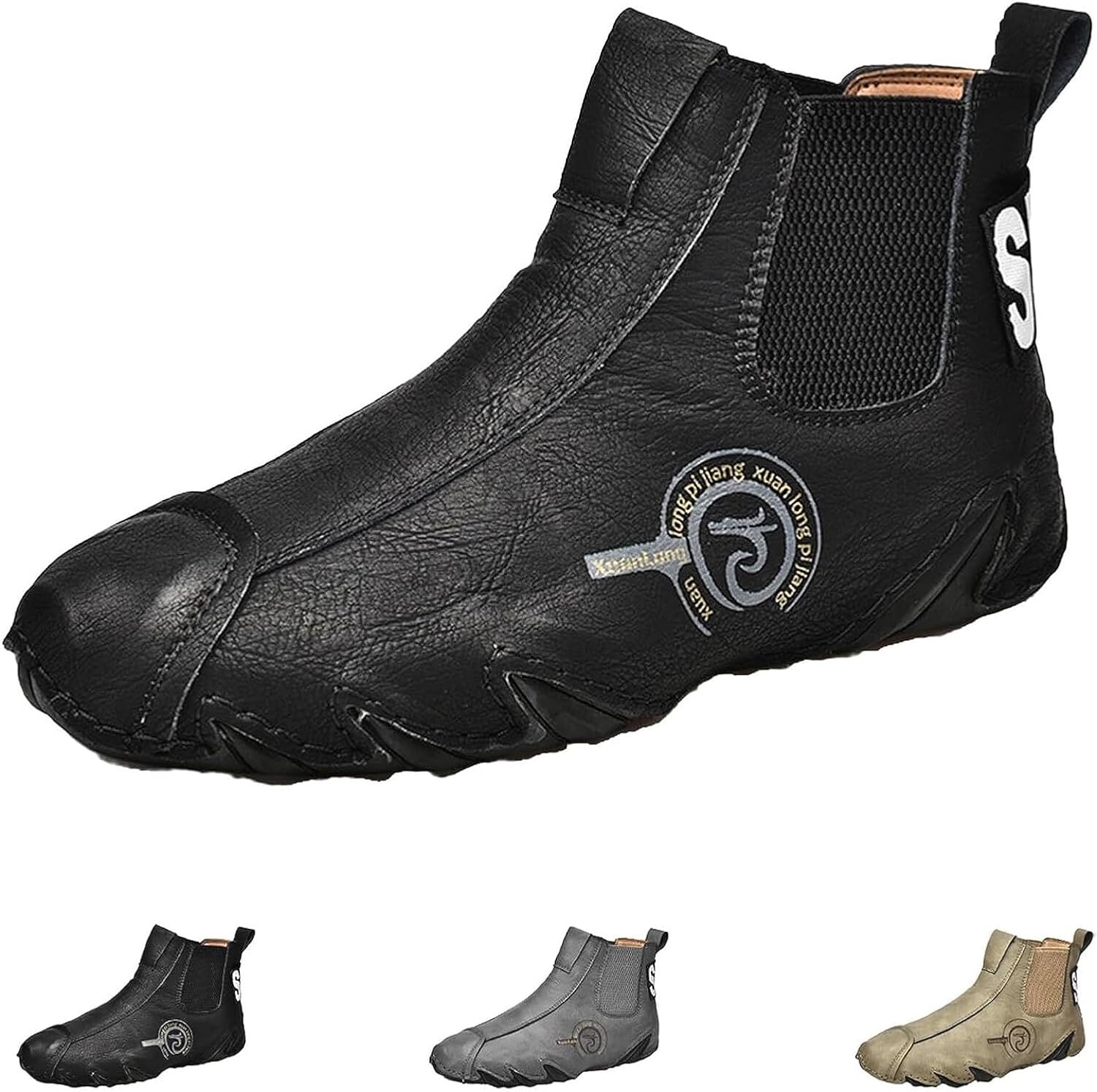 

Мужские итальянские ручной работы челси-бутсы, винтажные высокие кожаные легкие удобные повседневные ботинки на пуговицах, модные мужские повседневные ботинки чукка Generic, черный