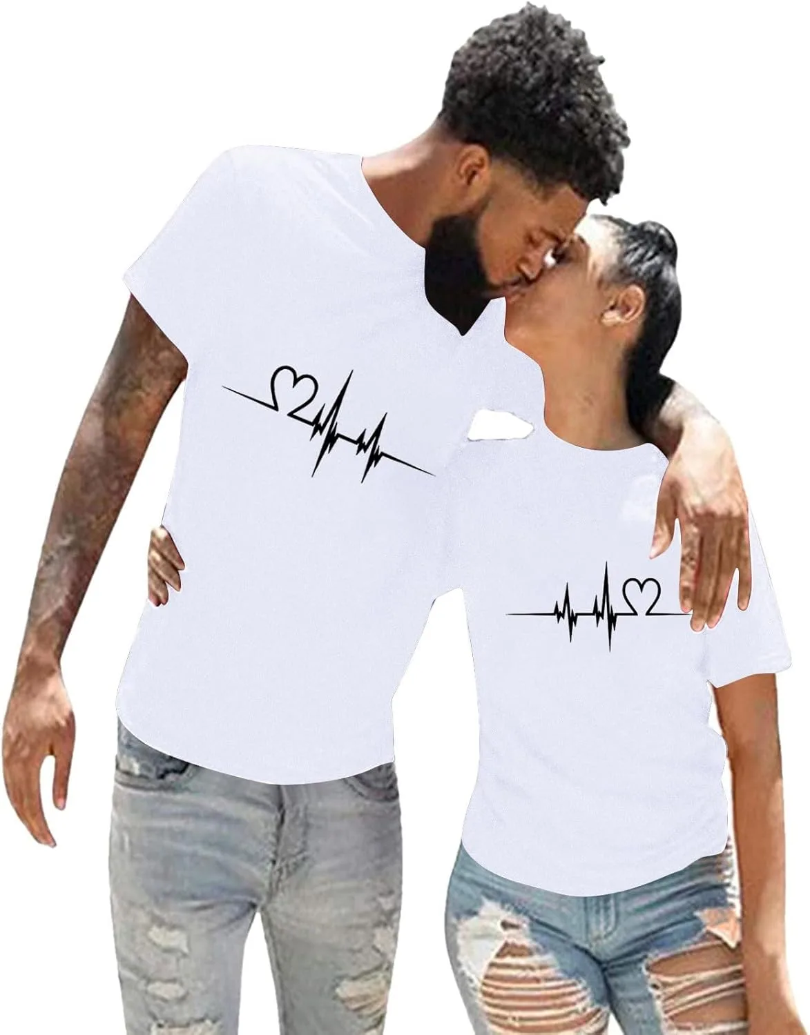 

Парные футболки для влюбленных, короткий рукав, с принтом