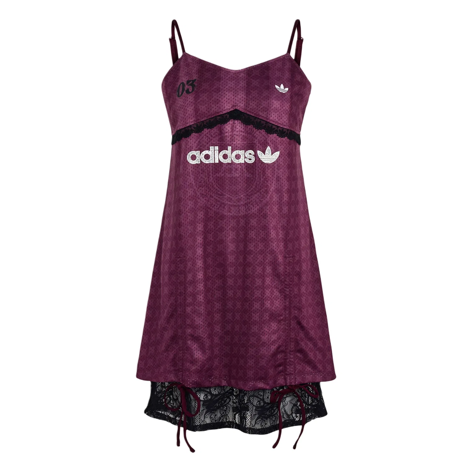 Платье-комбинация Adidas Originals с V-образным вырезом темно-красно-фиолетовое