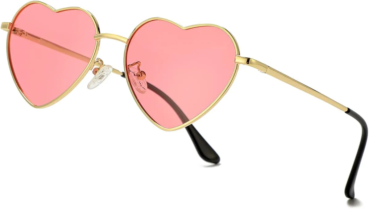 

Женские поляризованные солнцезащитные очки JOVAKIT в форме сердца, модный стиль, металлическая оправа, линзы с защитой от УФ-излучения UV400, A4 Gold/Pink