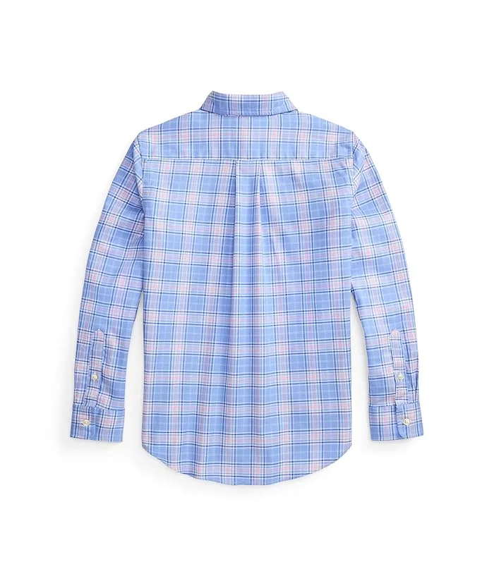Рубашка оксфордская клетчатая Plaid Performance Oxford Shirt Polo Ralph Lauren Kids, Blue/Pink/Multicolor — фото 2