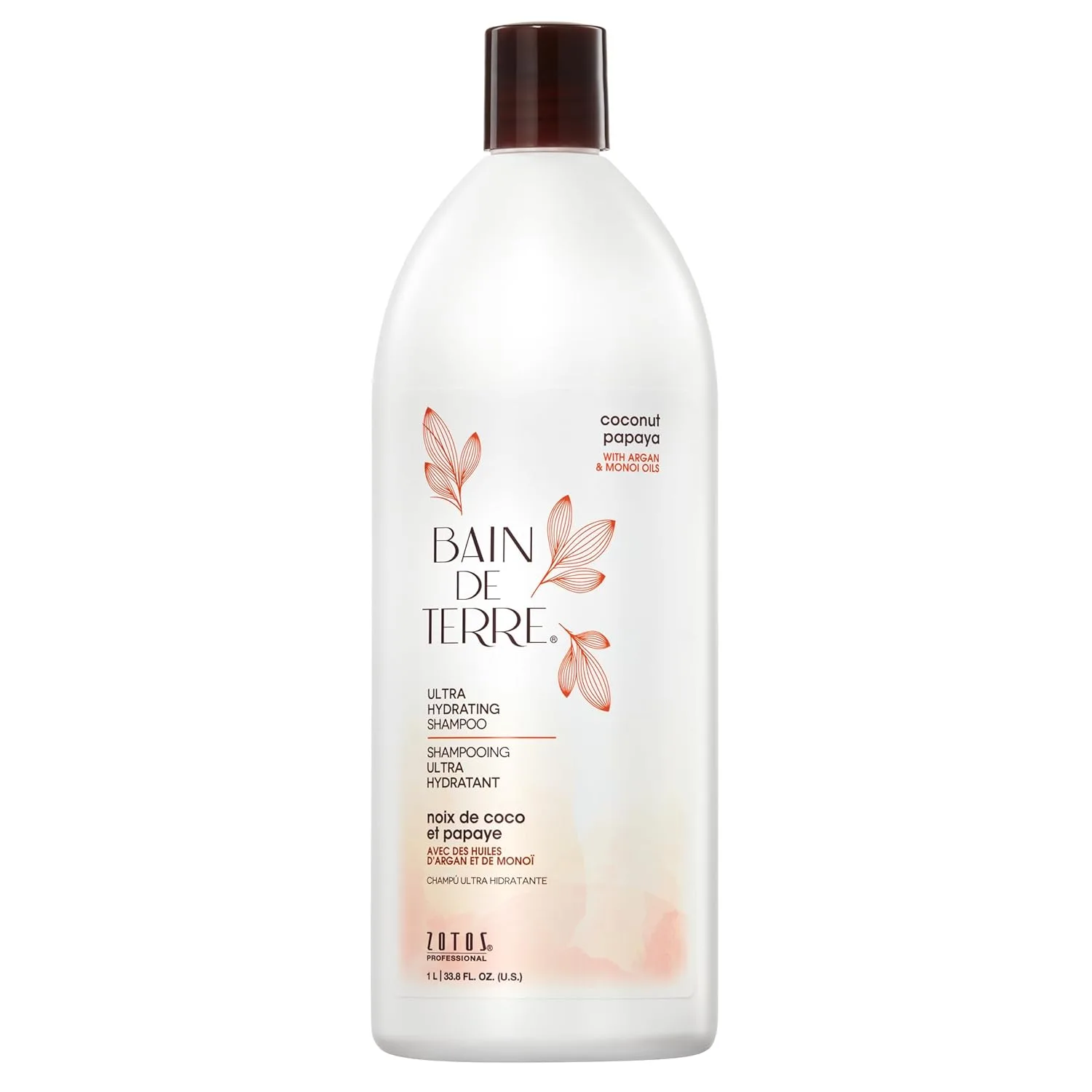 Шампунь Bain de Terre Coconut Papaya Ultra Hydrating для сухих и поврежденных волос с аргановым и монои маслами, без парабенов, для окрашенных волос, vegan 1000 мл (1 шт.)