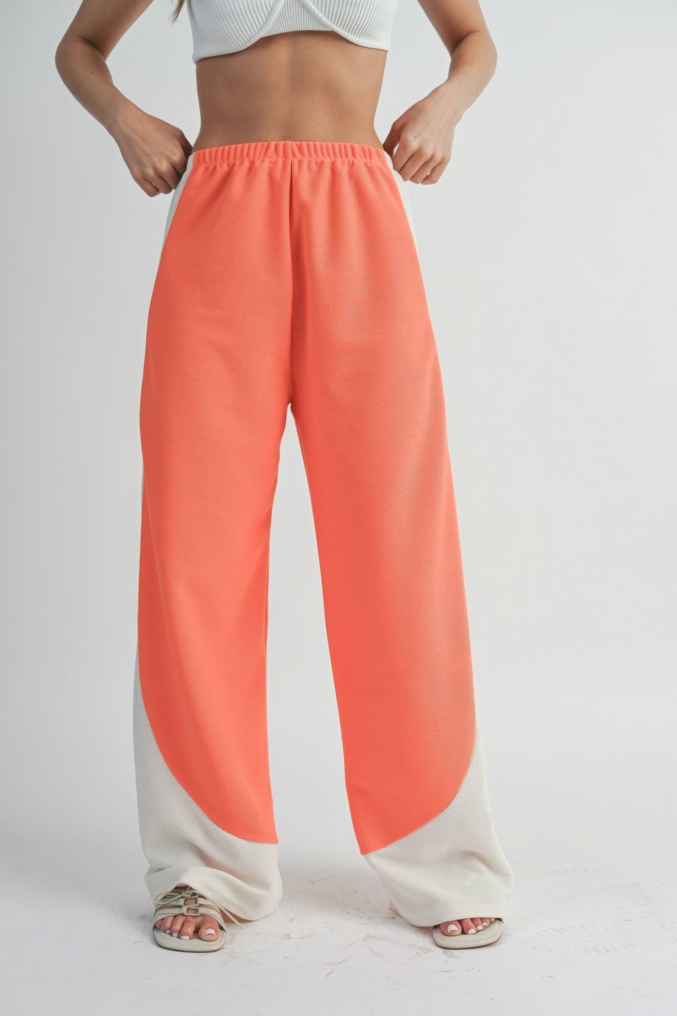 

FASHNZFAB Двухцветные широкие брюки, цвет burnt coral/nude