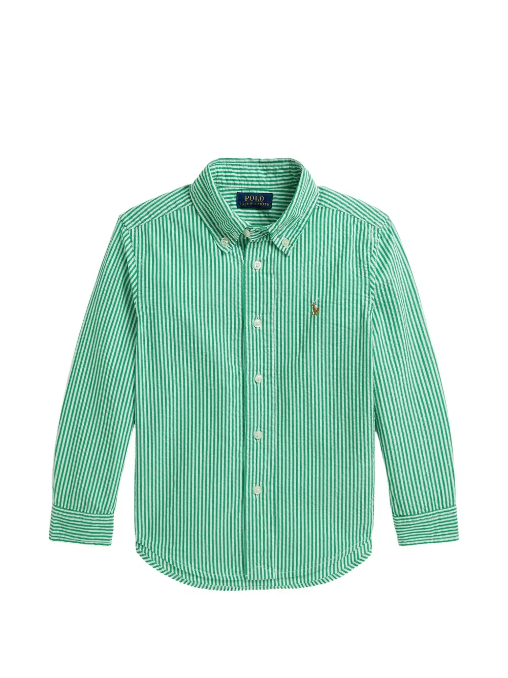 Полосатая рубашка из жатой ткани Polo Ralph Lauren Kids, зеленый