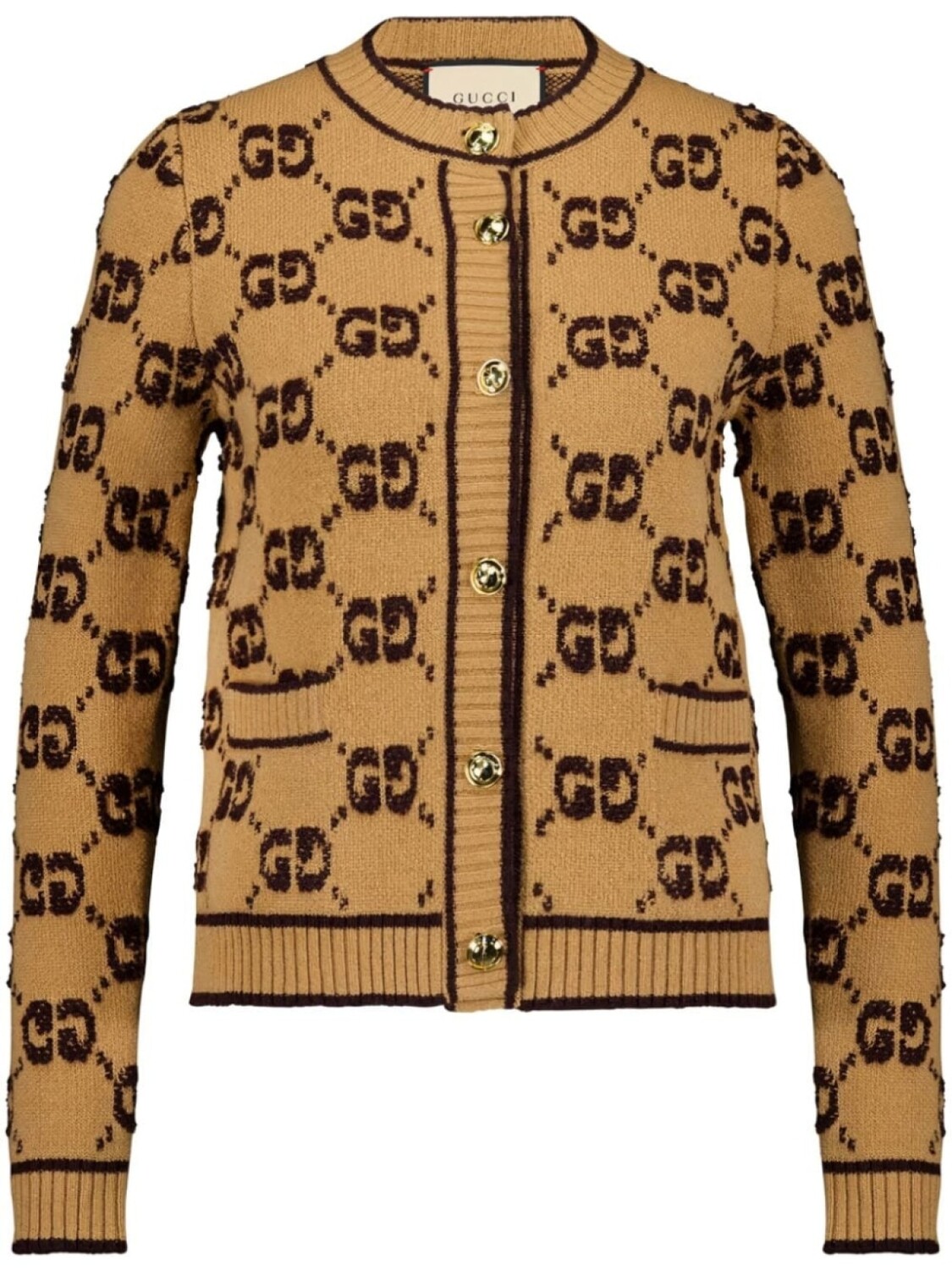 

Gucci жаккардовый кардиган с логотипом GG, нейтральный цвет