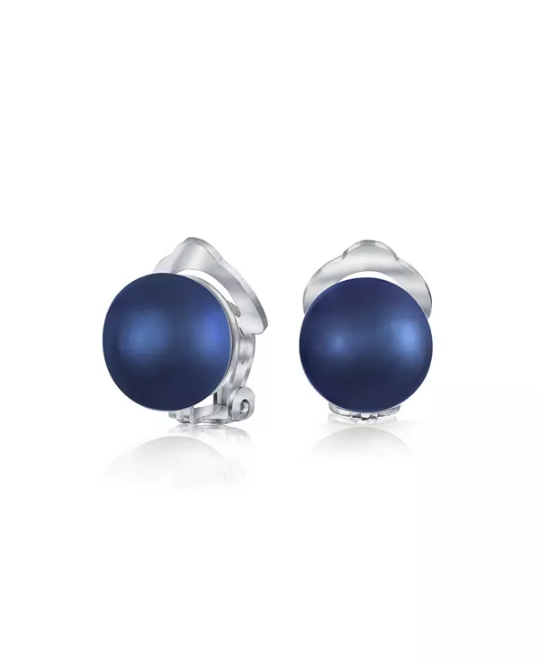 

Серьги-Гвоздики с шариками-клипсами из пресноводного культивированного жемчуга в форме пуговиц для женщин из стерлингового серебра, не прокалываются уши Bling Jewelry, navy