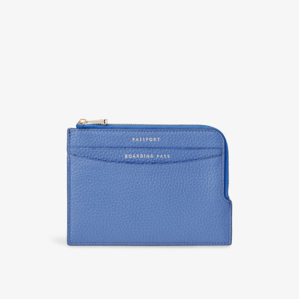 

Zipped grained leather travel wallet Aspinal Of London, синий