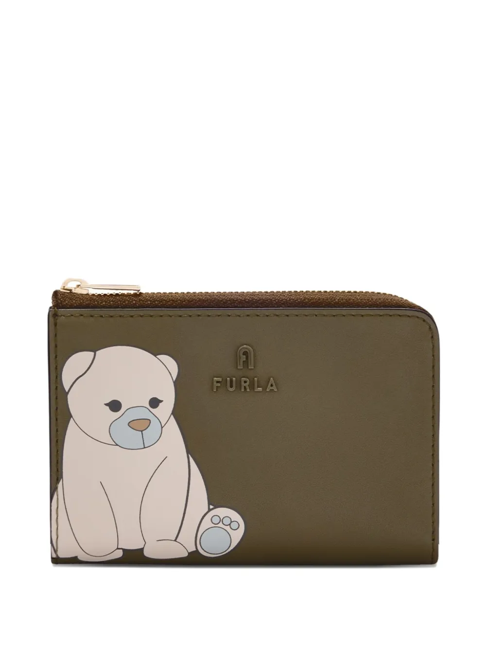 

Кошелек с принтом медведя и застежкой-молнией Furla, зеленый