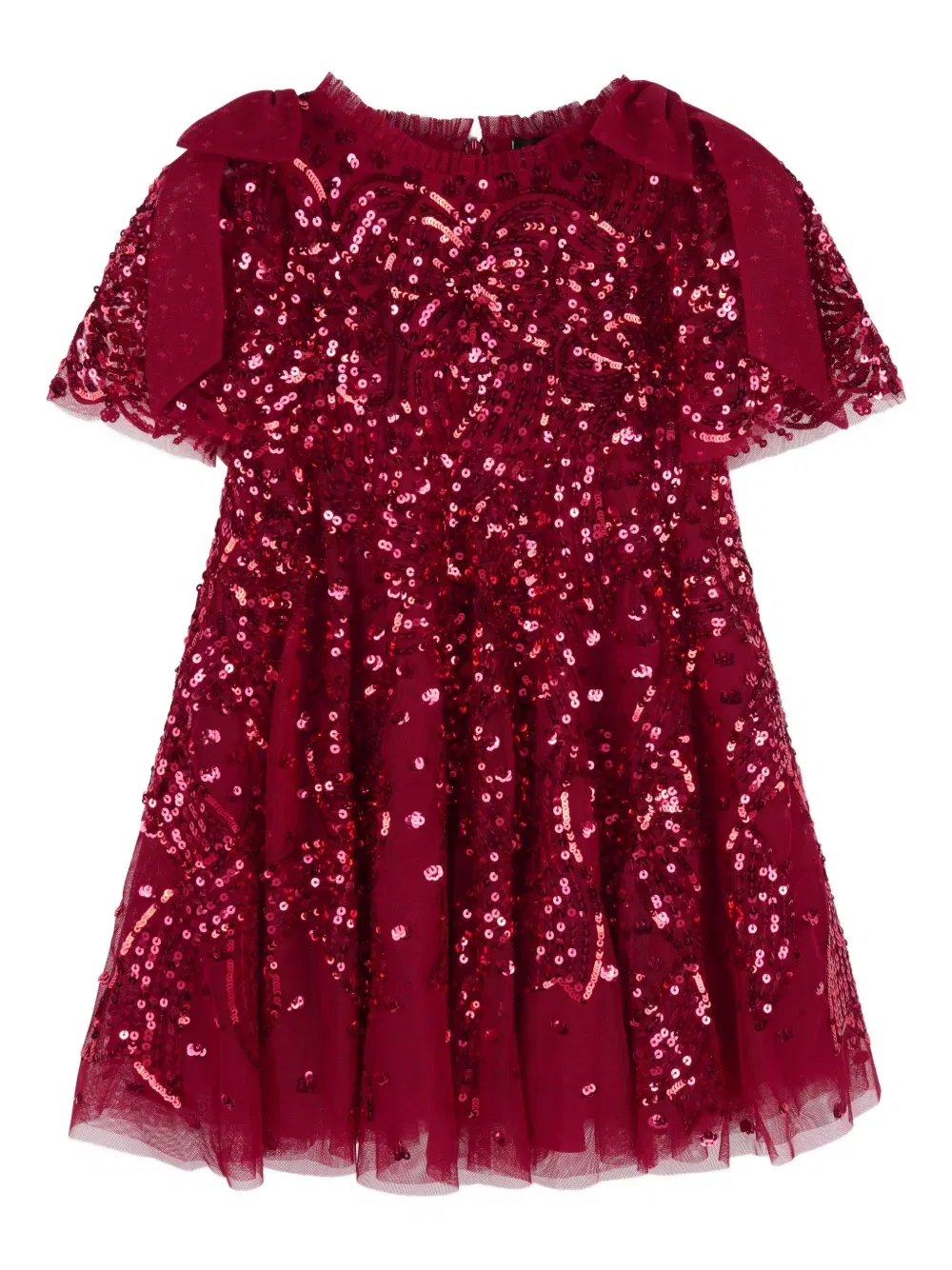 Платье с бантом из пайеток Needle & Thread Kids, красный