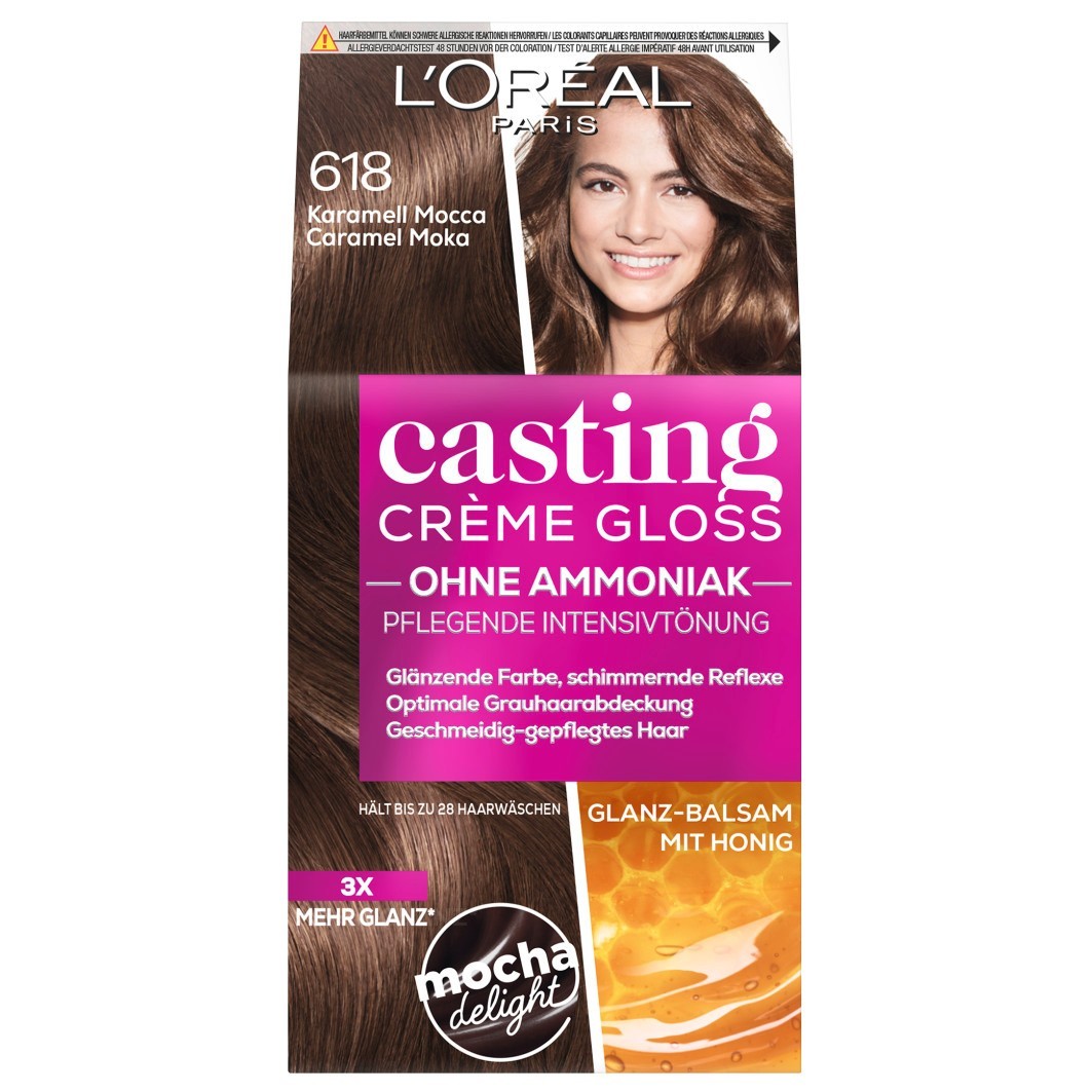 

Краска для волос casting crème gloss pflegend Loreal Paris, nr. 618 - karamell mocca, количество 1 шт.