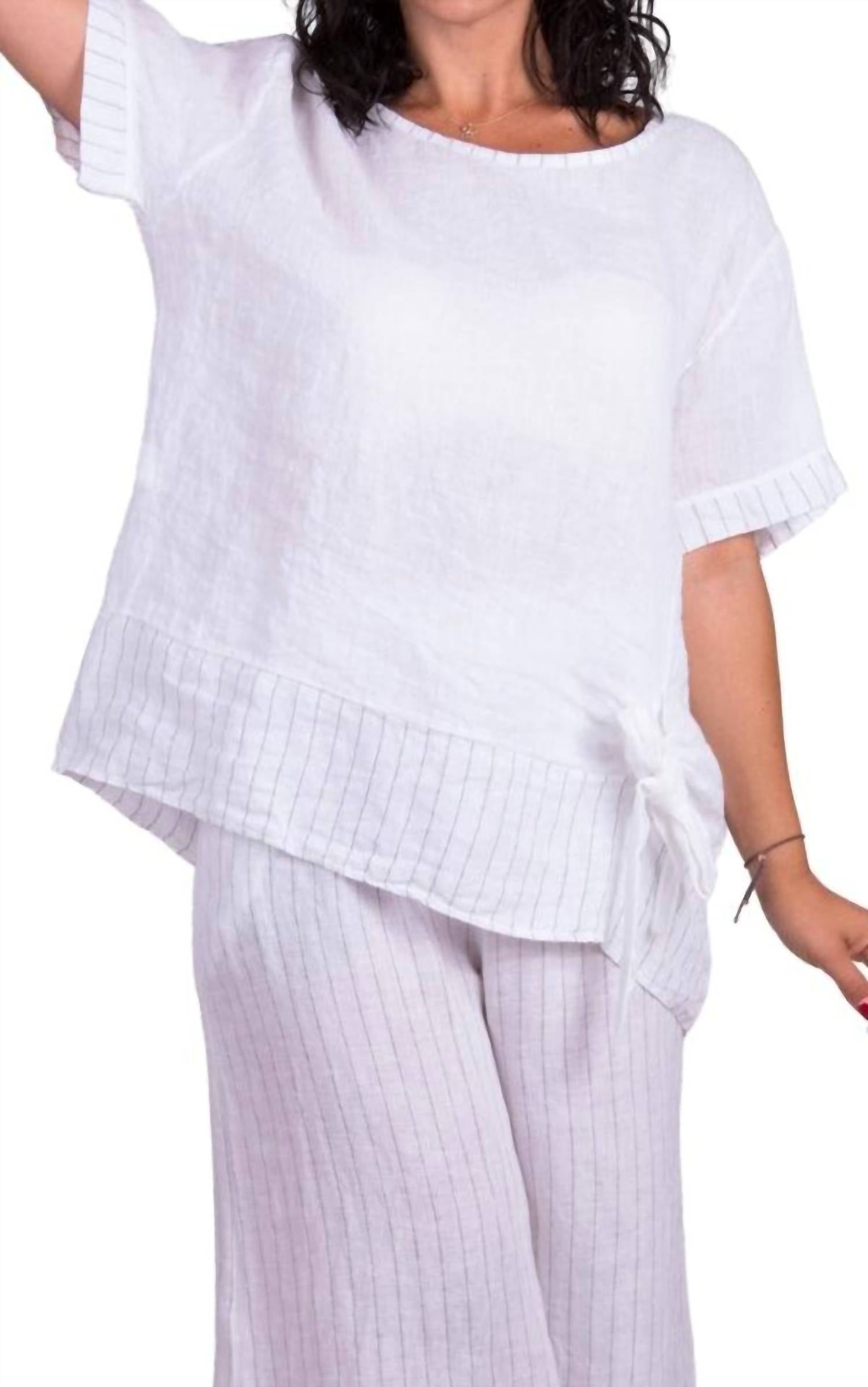 

Льняной топ Vela с короткими рукавами белого цвета Gigi Moda, белый