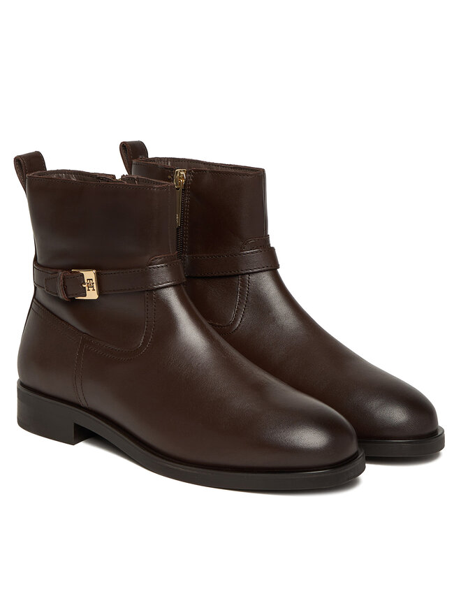 Ботильоны Th Buckle Riding Leather Bootie FW0FW08781 Tommy Hilfiger, коричневый — фото 2
