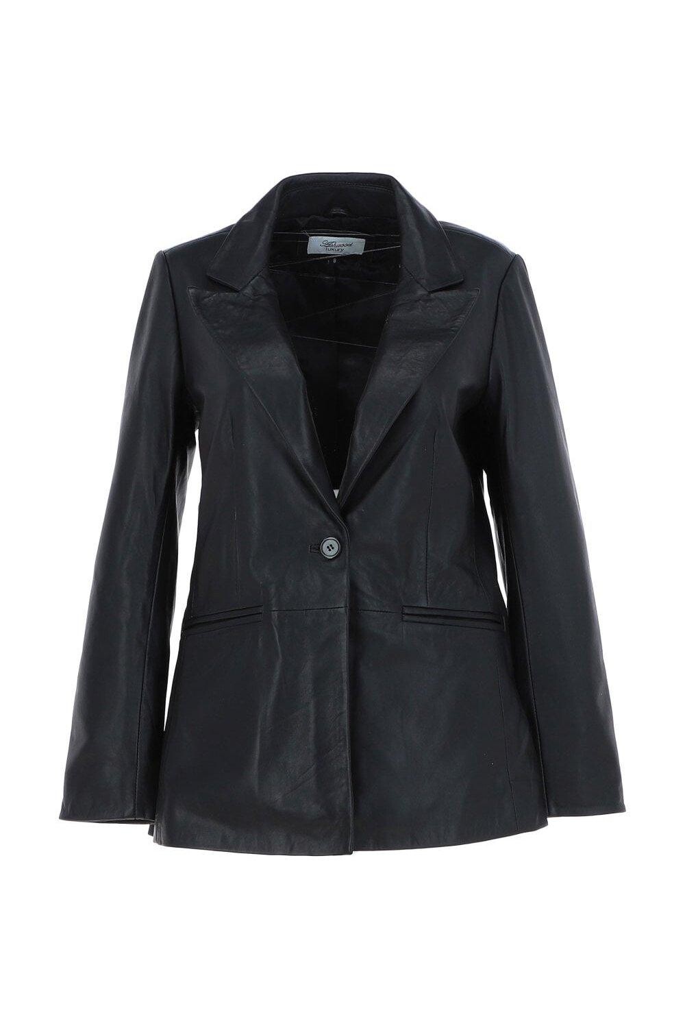 

Модный однобортный пиджак Lucia' из натуральной кожи Ashwood Leather, черный