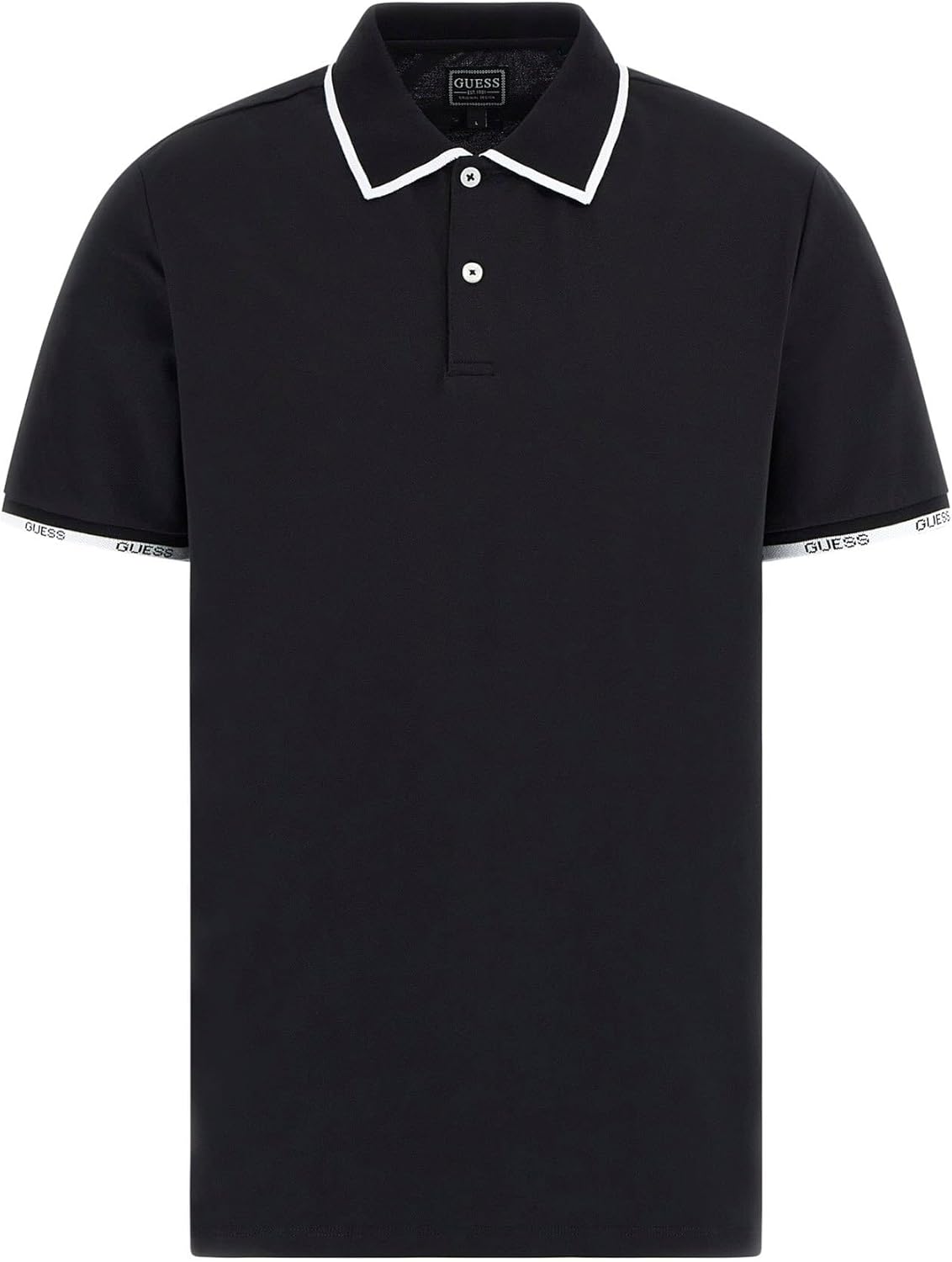 

Мужское поло GUESS Eco с коротким рукавом Paul Pique Tipping, Jet Black, Черный, Мужское поло GUESS Eco с коротким рукавом Paul Pique Tipping, Jet Black