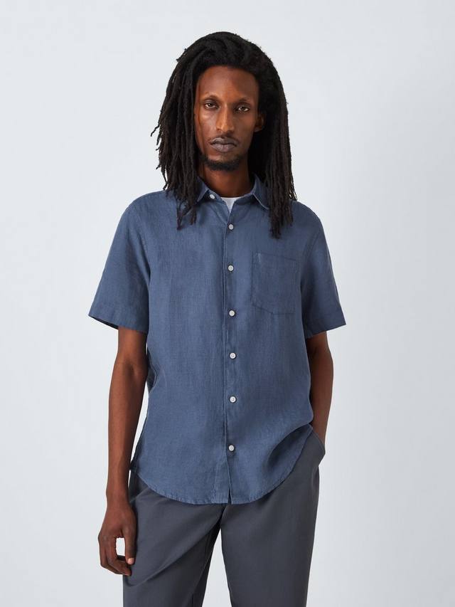 

Короткий рукав Linen Shirt John Lewis, Crown Blue