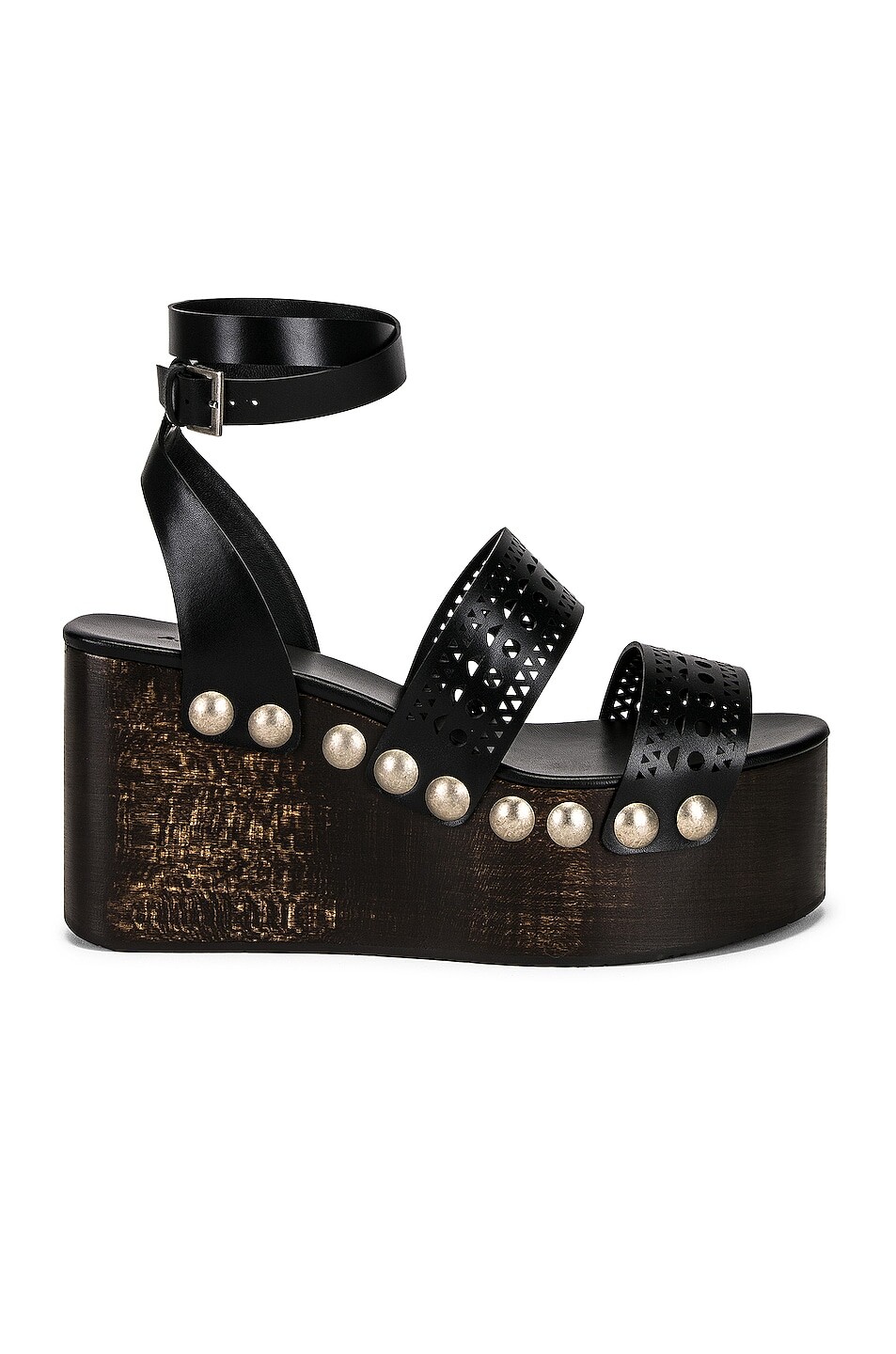 Деревянные туфли на танкетке Vienne с ремешком на щиколотке Alaïa, цвет Noir