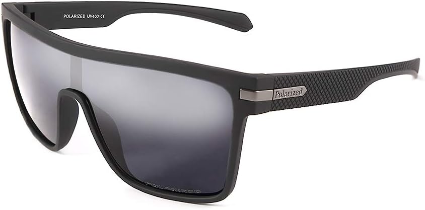 

Мужские поляризованные спортивные солнцезащитные очки Karsaer Flat Top TR90 в винтажном квадратном стиле для велоспорта, бега, рыбалки, гольфа, походов, Grey Lens/Black