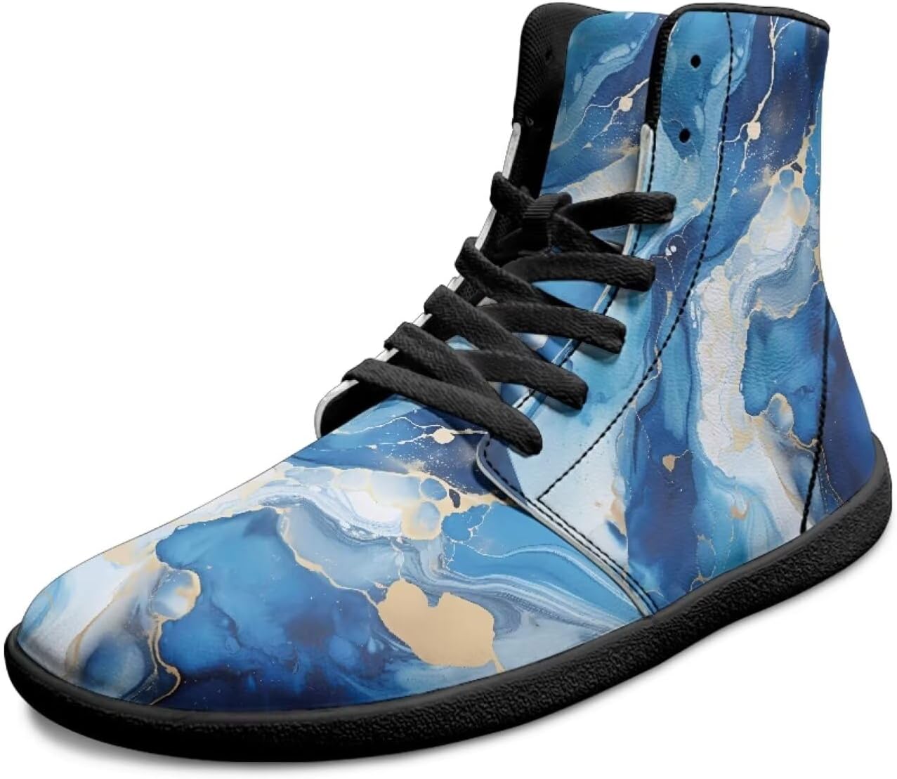 

Мужские минималистичные ботинки с широким носком, высокие кроссовки, повседневная обувь для ходьбы, спортивная обувь с нулевым перепадом, ботильоны Chririnla, Blue Marble Pattern
