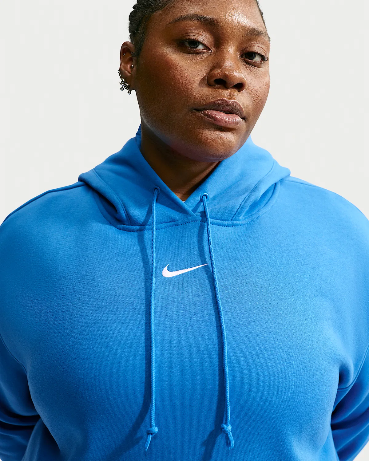Женский оверсайз худи (большой размер) Nike Sportswear Phoenix Fleece, Light Photo Blue/Sail — фото 3