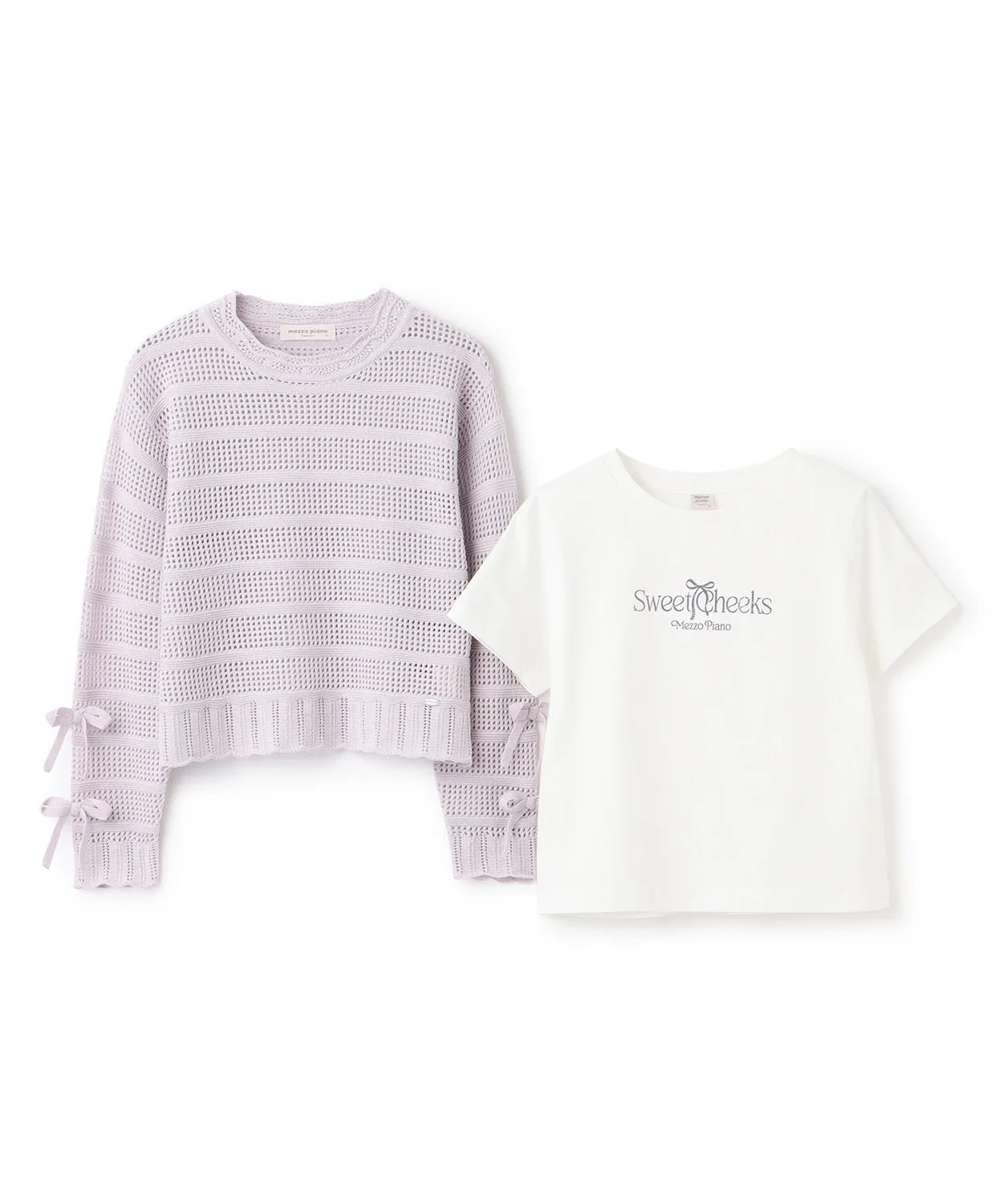 Комплект из трикотажного полотна и футболки с коротким рукавом Mezzo piano Junior, Light Pink — фото 3