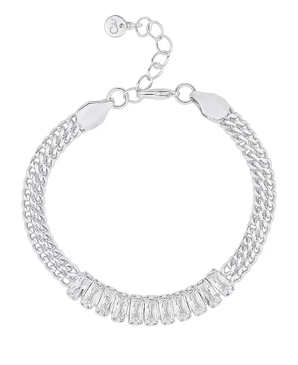 

Браслет из кубического циркония багетной огранки And Now This, silver