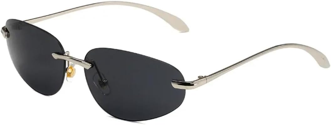 

Винтажные солнцезащитные очки без оправы с металлическими заклепками для женщин и мужчин, в стиле панк, роскошные, с защитой от УФ-излучения UV400 HHZZYVY, Silver Black