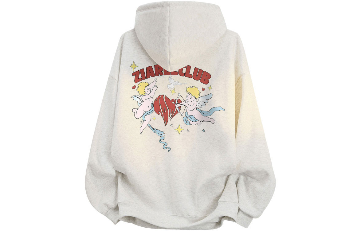 

Толстовка Unisex Hooded Moderate Heavyweight ZIAREL, белый heather серый