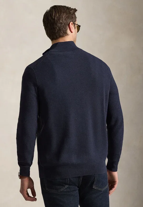 Свитер-худи с четверть-застежкой из хлопкового трикотажа Polo Ralph Lauren Big & Tall, синий меланж — фото 3