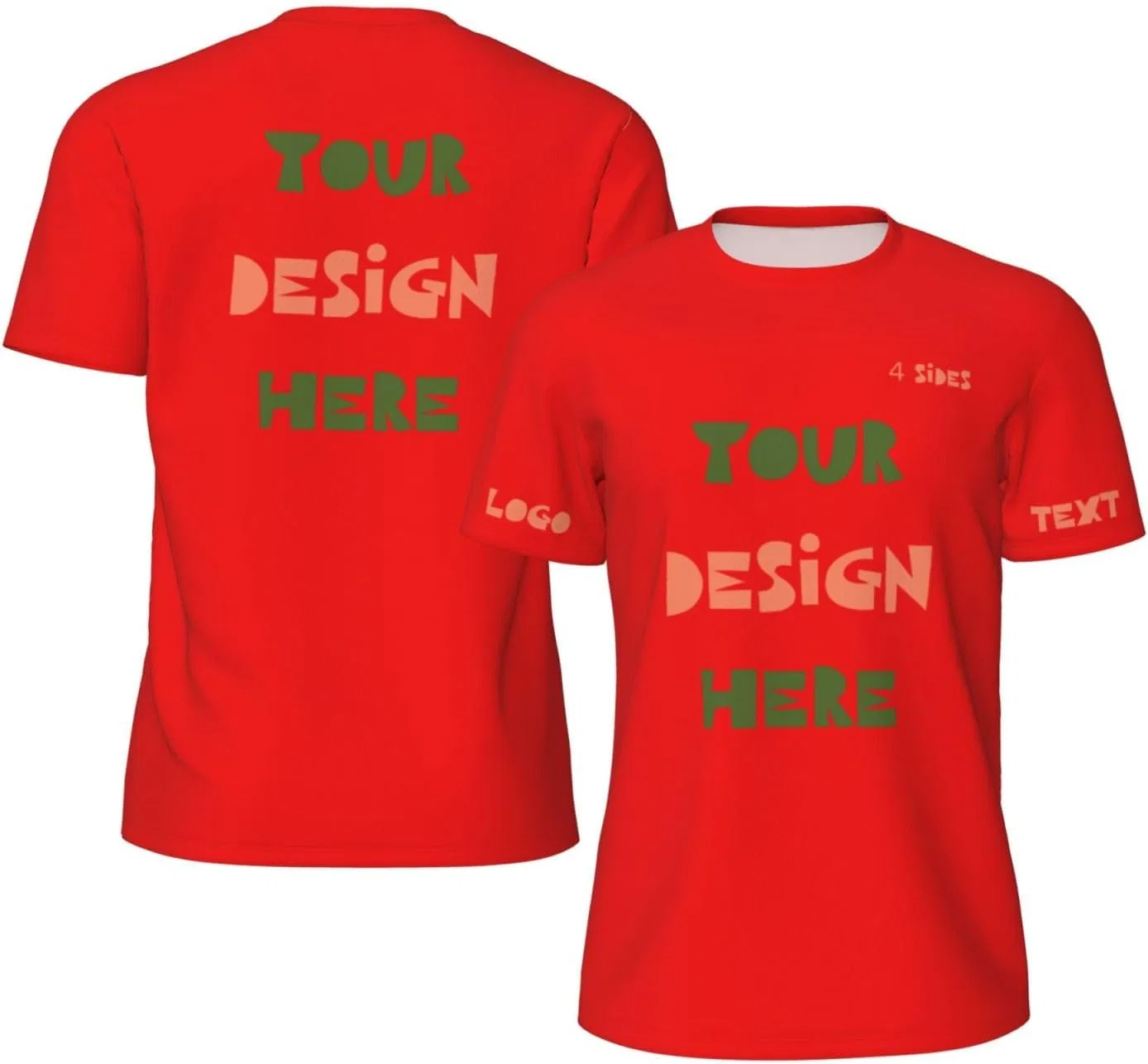 Футболка с принтом, Custom, красный
