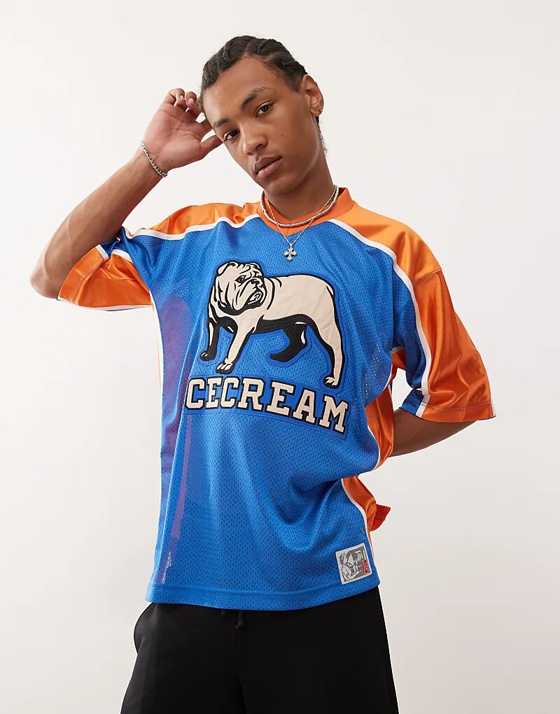 

Футболка ICECREAM в форме бульдога синего и оранжевого цветов