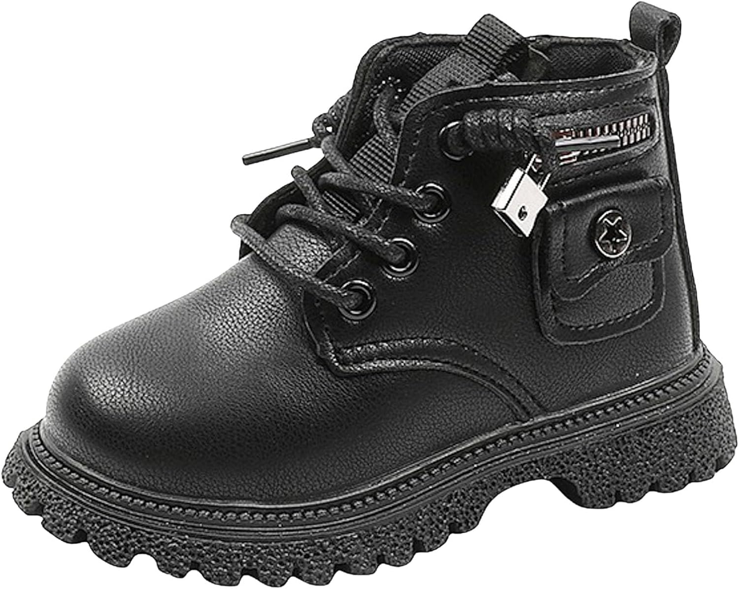 

Детские ботинки ZSpzx на щиколотку, шнуровка, боевые ботинки на платформе с протекторной подошвой, боковая молния, противоскользящие, водонепроницаемые для мальчиков и девочек, модные, удобные, для осени и зимы, короткие ботиночки, черный