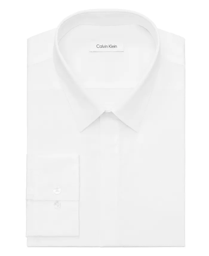 Бесконечная палитра, мужская классическая рубашка приталенного кроя Calvin Klein, белый — фото 4