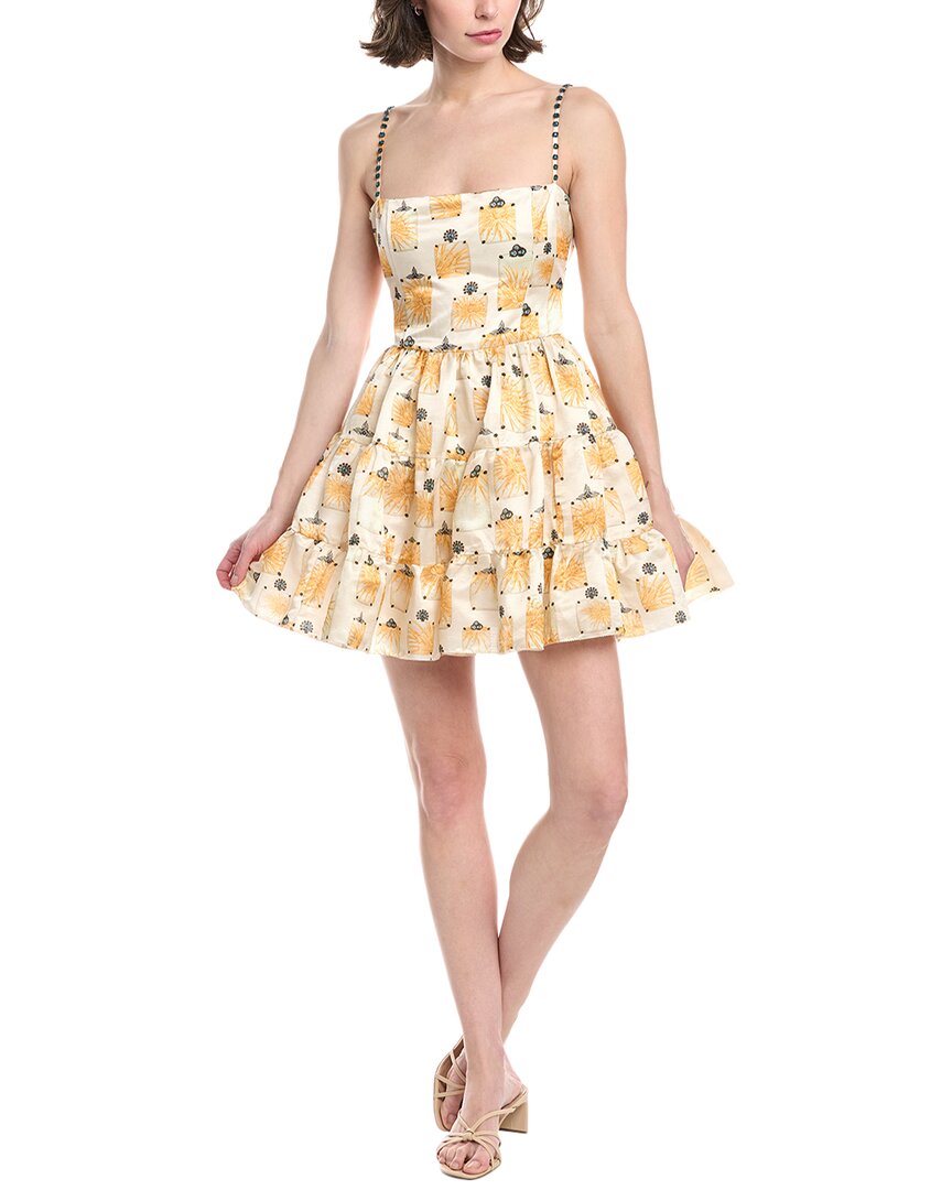 

Агуа от Агуа Бендита Бижутерия Льняное и шелковое мини-платье Agua by Agua Bendita, бежевый