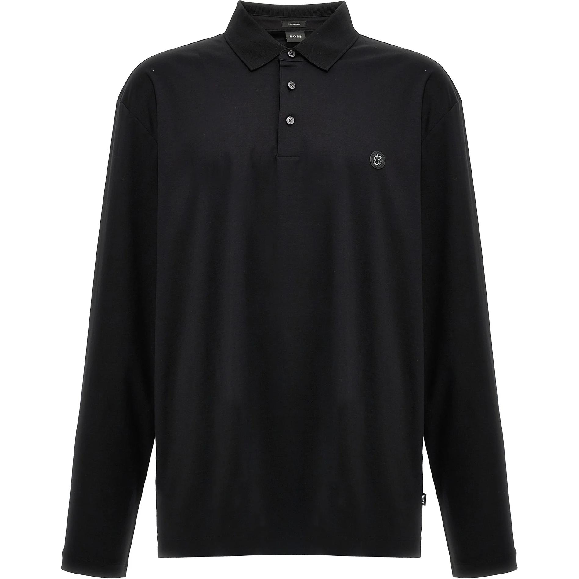 

Футболка поло с длинным рукавом и нашивкой Boss Logo HUGO BOSS, черный