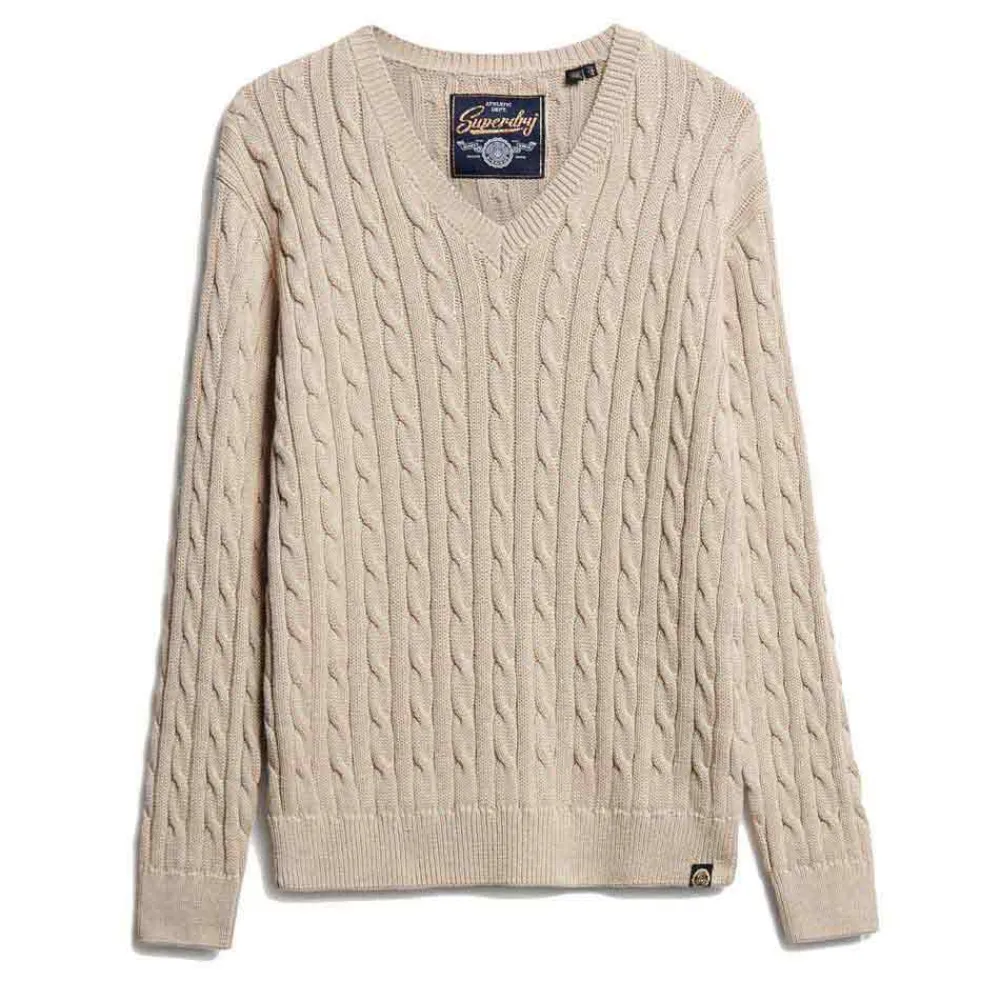 

Свитер Superdry Cable v neck, бежевый