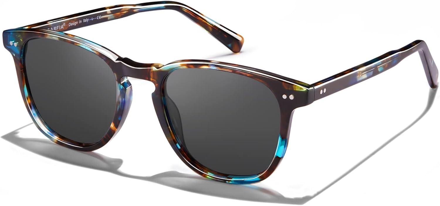 

Солнцезащитные очки CARFIA Retro с поляризацией для женщин, для маленького и среднего лица, с защитой от УФ-излучения, оправа из ацетата ручной работы, модель CA5285, 2-1. Blue Tortoise Frame Grey Lens